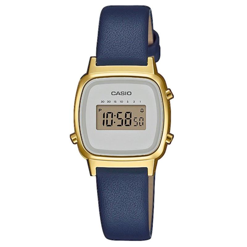 CASIO Collection Vintage - LA-670WEFL-2EF, Gold case with Blue Leather Strap