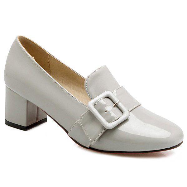 Stylish Patent Leather and Buckle Design Women's Pumps