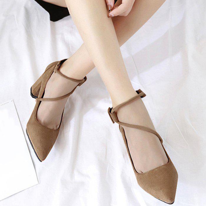 Suede Point Toe Chunky Heel Pumps