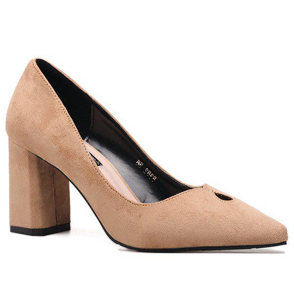 Chunky Heel Faux Suede Pumps