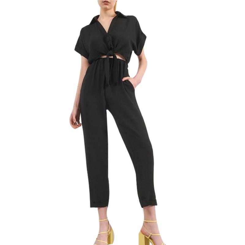 Attrattivo Overall Κοντομάνικο με 'Ανοιγμα 9913659-BLACK Γυναικείο