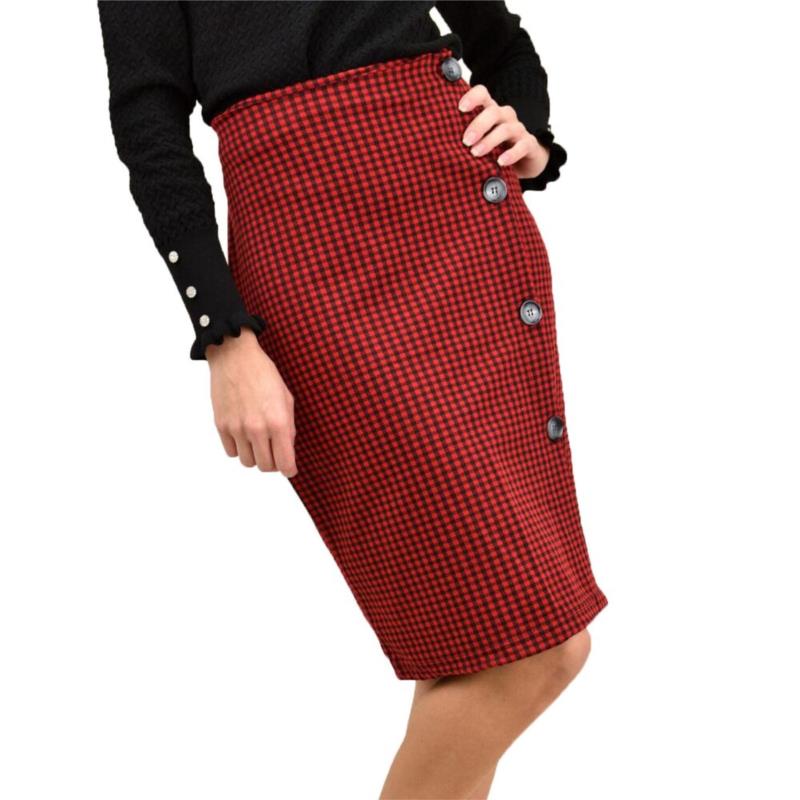 Γυναικεία midi καρό φούστα Κόκκινο 13446