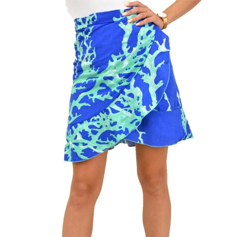 Γυναικεία κρουαζέ mini φούστα με σχέδιο Μπλε 16922