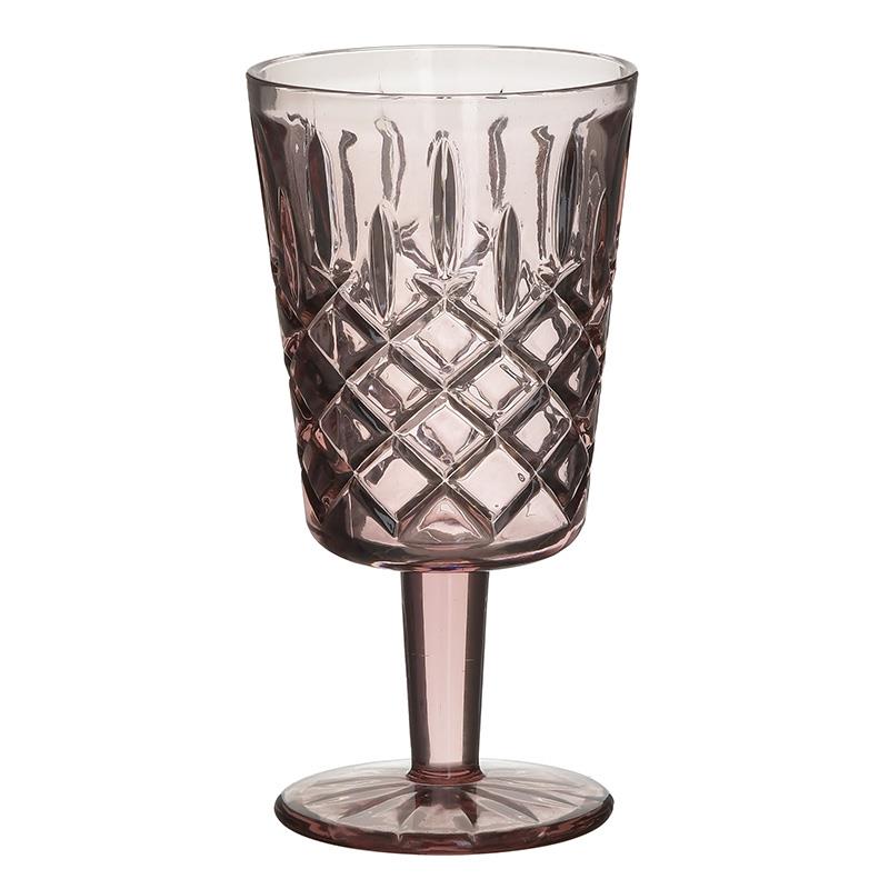 Ποτήρι Κρασιού Σετ 6τμχ Γυάλινο Ροζ-Μωβ inart 9x16,5εκ. 3-60-621-0054 (Υλικό: Γυαλί, Χρώμα: Ροζ) - inart - 3-60-621-0054
