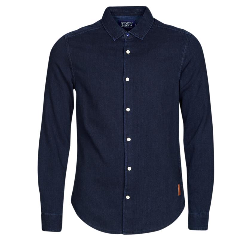 Πουκάμισο με μακριά μανίκια Scotch & Soda Chemise En Serge Indigo Premium Avec Details En Ruban