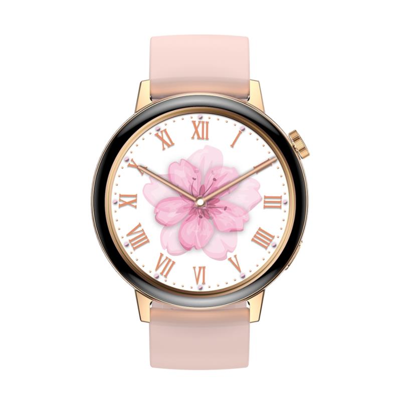 smartwatch a03 - Ροζ - Χρυσή κάσα / Ροζ λουρί σιλικόνης