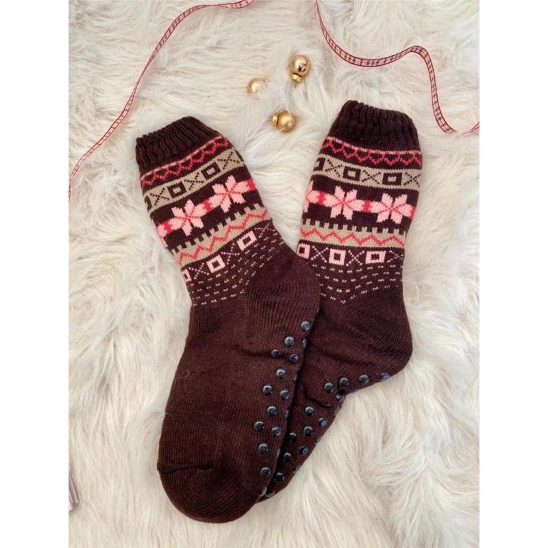Κάλτσες Με Γουνάκι & Χριστουγεννιάτικο Μοτίβο Καφέ - Be A Deer