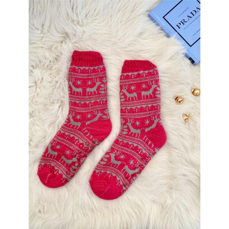 Κάλτσες Με Γουνάκι & Χριστουγεννιάτικο Μοτίβο Φούξια - Alter Ego