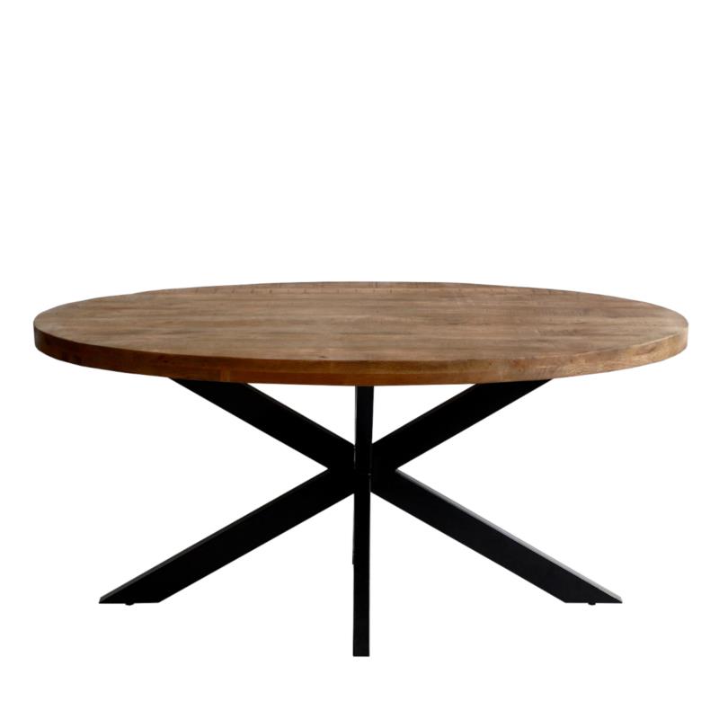 Τραπέζι Τραπεζαρίας MENAS Φυσικό/Μαύρο Ξύλο/Μέταλλο 210x100x76cm