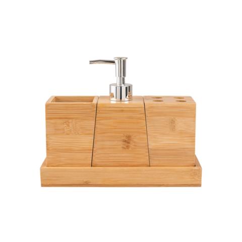 ESTIA Σετ 3 Ξύλινα Αξεσουάρ Μπάνιου με Βάση Bamboo Essentials 02-13066