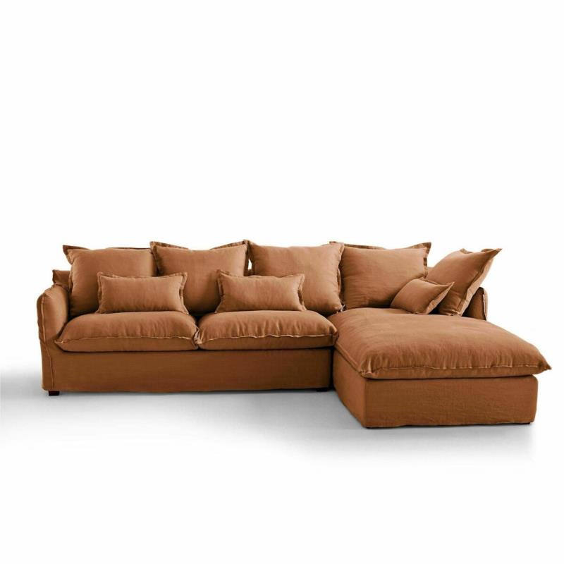 Κάλυμμα για γωνιακό καναπέ από λινό Δεξιός