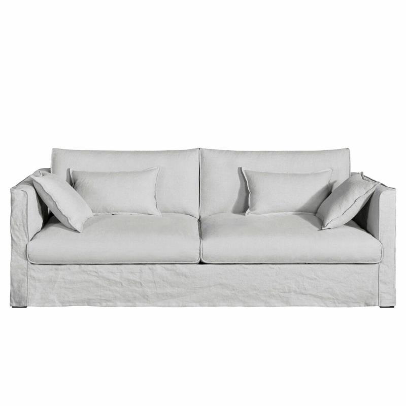 Καναπές από λινό γκοφρέ ύφασμα Μ102xΠ170xΥ87cm
