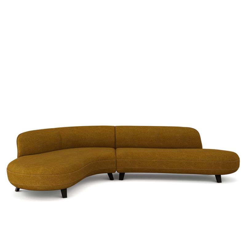 Γωνιακός καναπές με μελανζέ ψαθωτή ταπετσαρία Μ183xΠ277xΥ75cm
