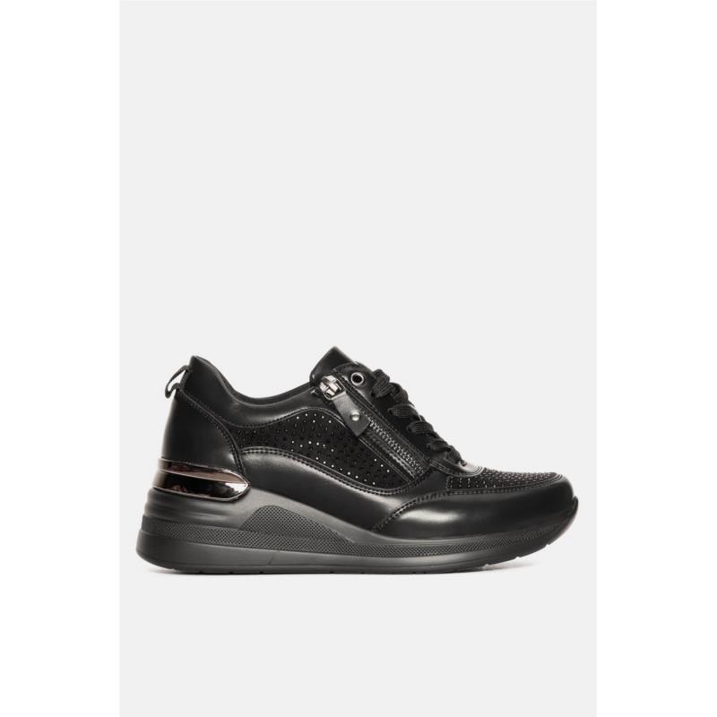 Sneakers με Πλατφόρμα & Strass - Μαύρο