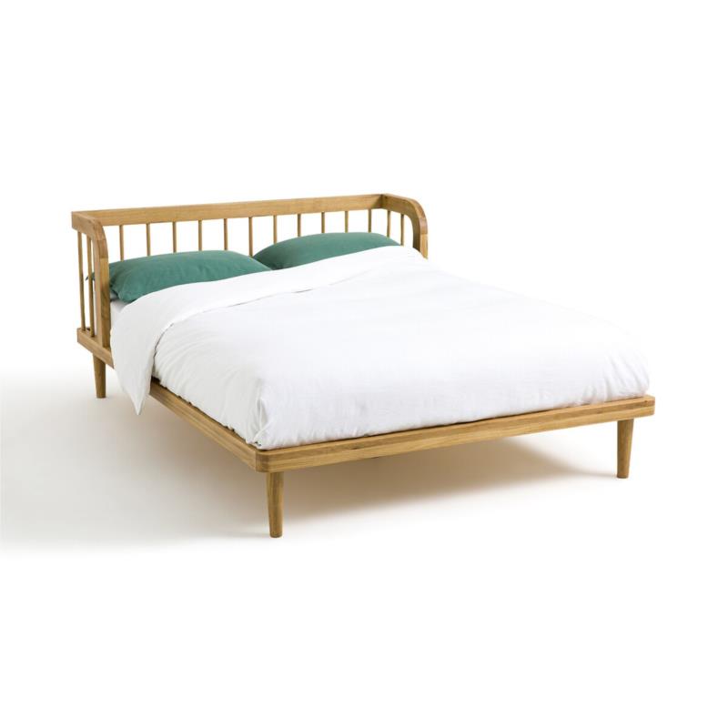 Κρεβάτι από μασίφ ξύλο δρυ με τάβλες Μ150xΠ200xΥ80cm