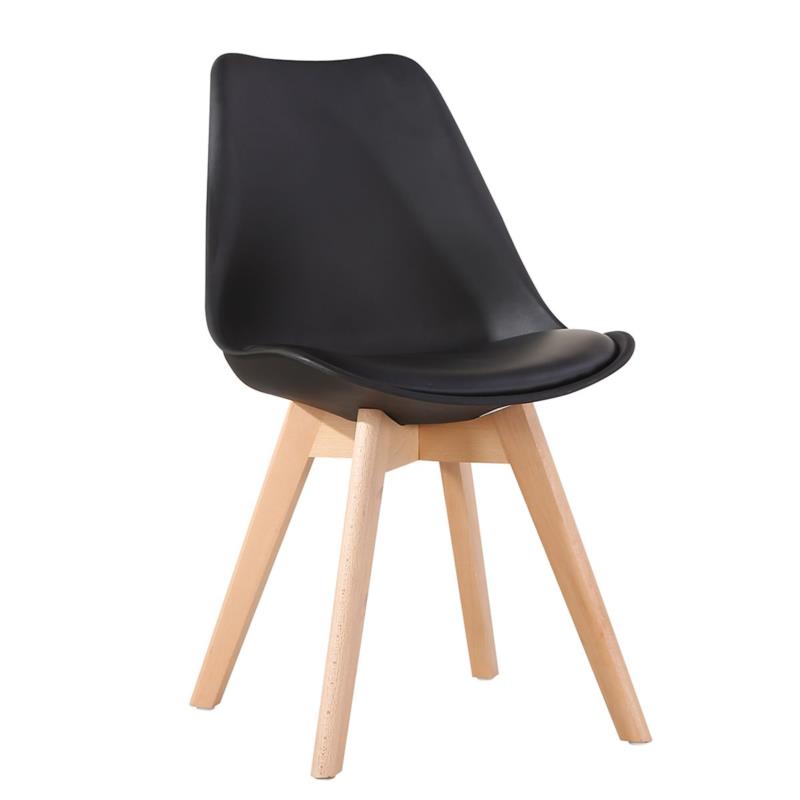 Artelibre Καρέκλα GROUGH Μαύρο PP/PU/Ξύλο 49x56x83cm