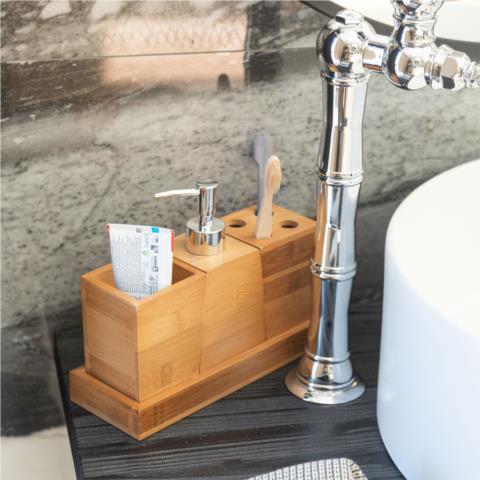 Αξεσουάρ Μπάνιου (Σετ 4τμχ) Estia Bamboo Essentials 02-13066