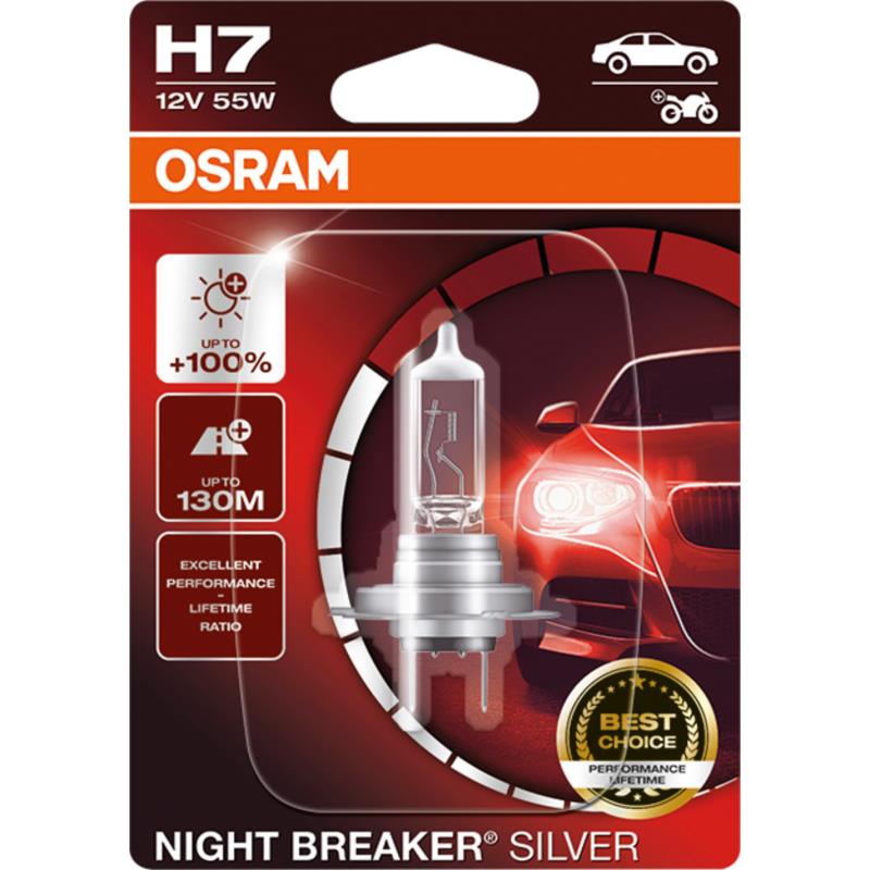Osram Λάμπα Αυτοκινήτου Night Breaker Silver H7 Αλογόνου 12V 55W 1τμχ