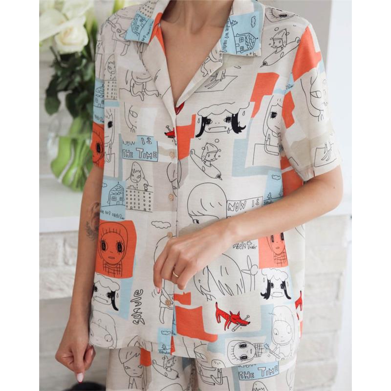 Γυναικείες πιτζάμες με κινούμενα σχέδια 100% βισκόζη