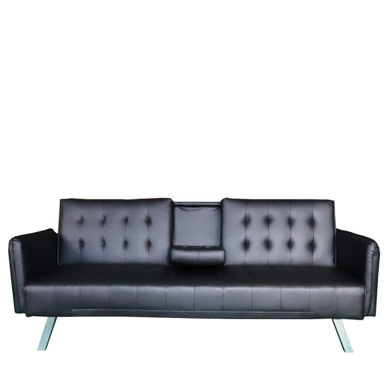Καναπές Κρεβάτι Τριθέσιος MARFA Μαύρο PU 188x82x80cm
