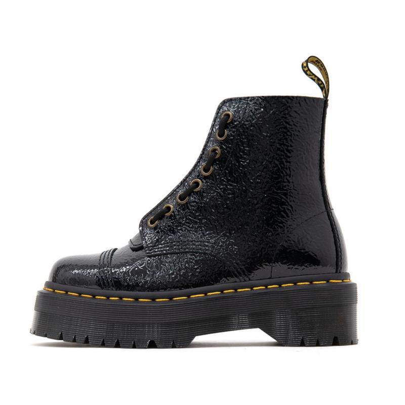 SINCLAIR DISTRESSED PATENT BIKER BOOTS WOMEN DR.MARTENS