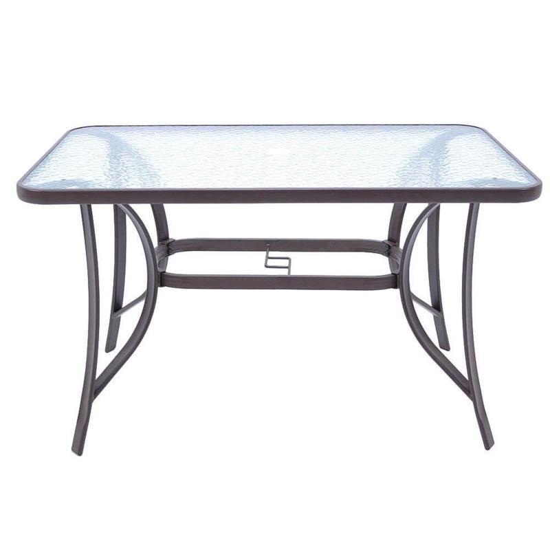 Τραπέζι Μεταλλικό Με Γυάλινη Επιφάνεια Καφέ 140x80x70cm ANKOR