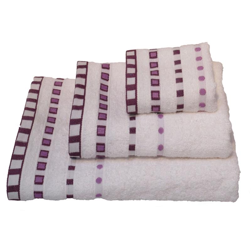 Πετσέτα Βαμβακερή Ζακάρ Χεριών 30x50εκ. White-Lilac Komvos Home 7000011-4 (Ύφασμα: Βαμβάκι 100%, Χρώμα: Λευκό) - KOMVOS HOME - 7000011-4