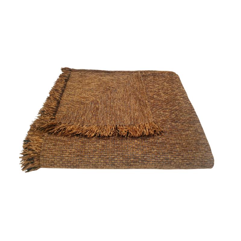 Ριχτάρι Acrylic-Polycotton Διθέσιος 180x240εκ. Σενίλ Ψάθα Light Brown Komvos Home 7045529-9 (Χρώμα: Καφέ, Ύφασμα: 55% Acrylic-25% Cotton-20% Polyester) - KOMVOS HOME - 7045529-9