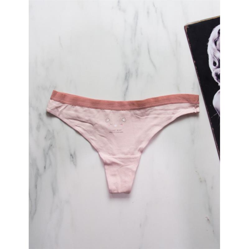 Γυναικείο ροζ βαμβακερό String εσώρουχο με τύπωμα 358750