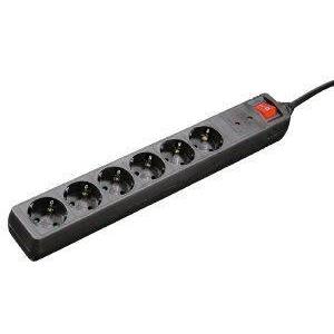 HAMA 47779 6-WAY POWER STRIP WITH OVERVOLTAGE PROTECTION 1.4M BLACK