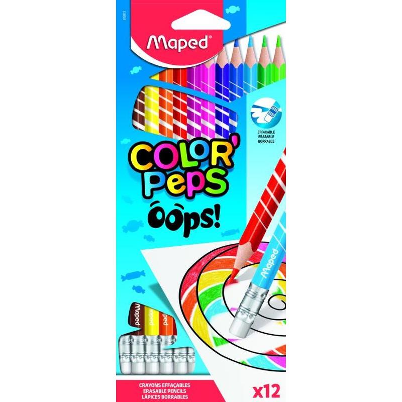 Maped Ξυλομπογιές Color'Peps Oops Με Γόμα Που Σβήνει-12τμχ (832812)