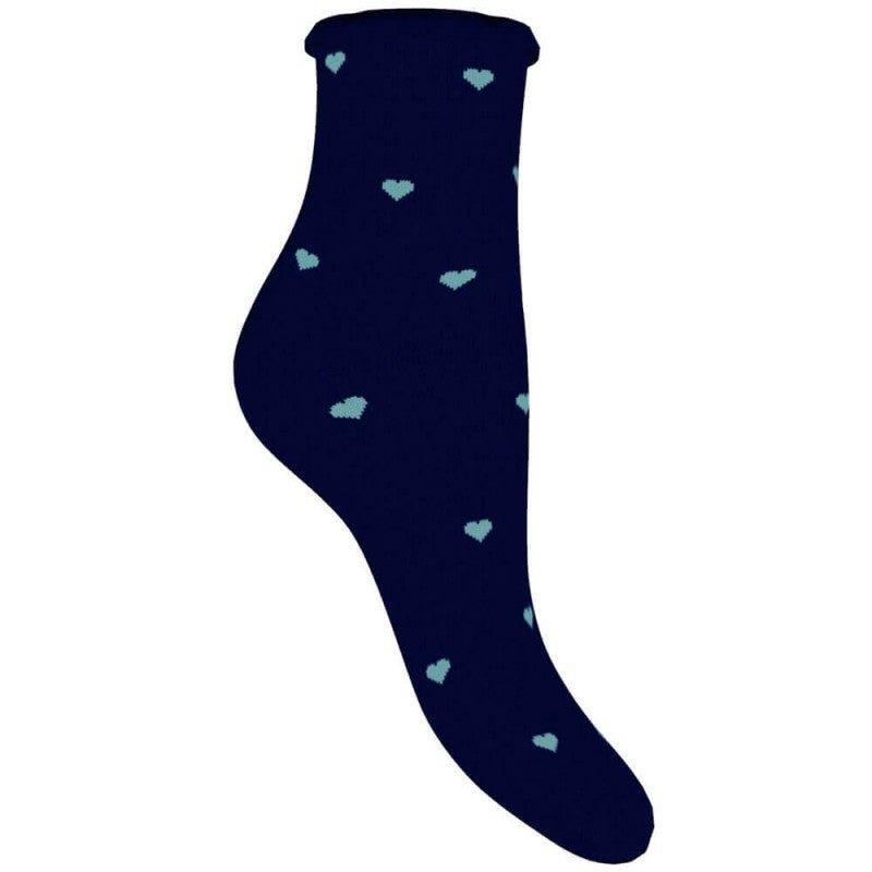 Γυναικεία κάλτσα ημίκοντη με σχέδιο 'Καρδιές' χωρίς λάστιχο | 7ASS ΜΠΛΕ ΣΚΟΥΡΟ