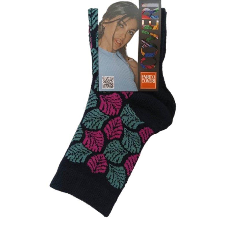 Γυναικεία κάλτσα ημίκοντη με σχέδιο 'Φύλλα | 8ASS ΜΩΒ