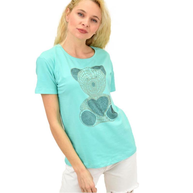 Γυναικείο T-shirt με στρας αρκουδάκι Βεραμάν 13892
