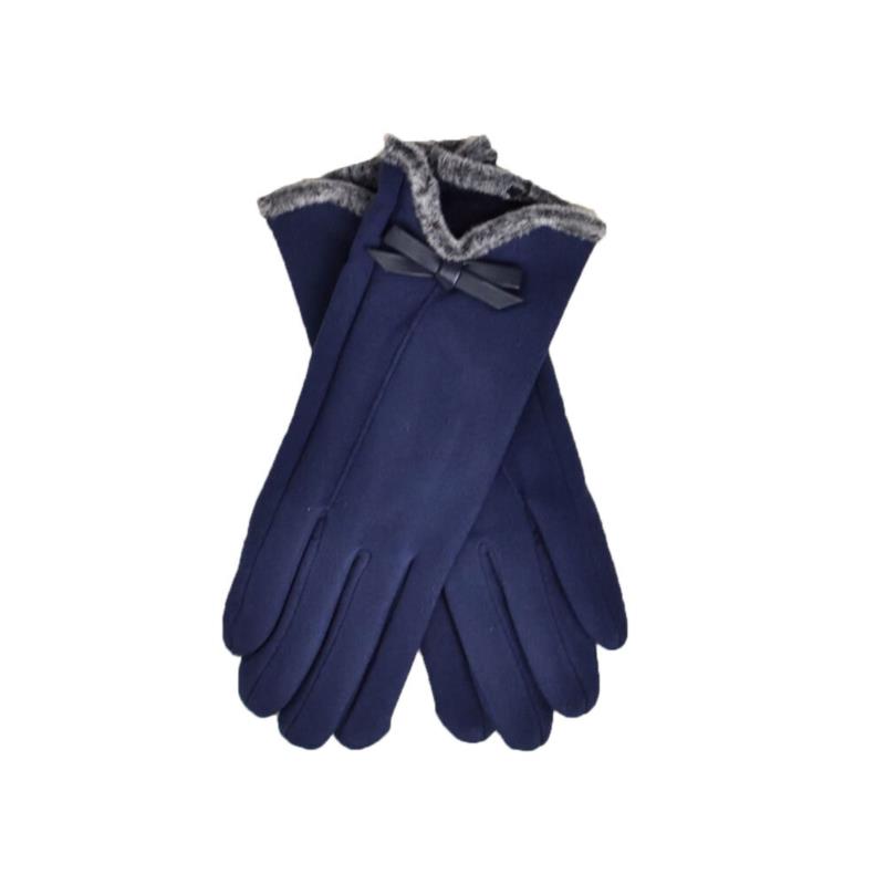Γυναικεία γάντια με φιογκάκι Μπλε Σκούρο 18634