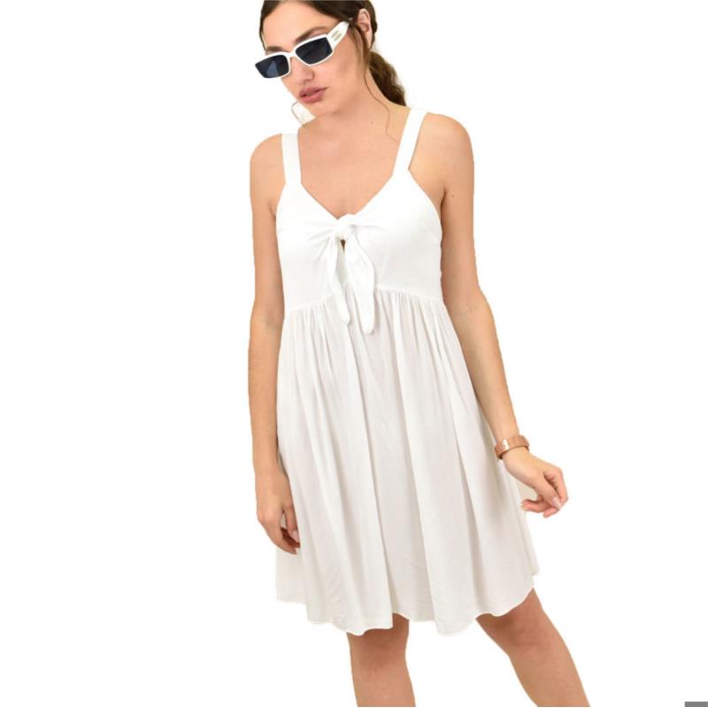 Γυναικείο φόρεμα με κόμπο στο μπούστο Λευκό 15405