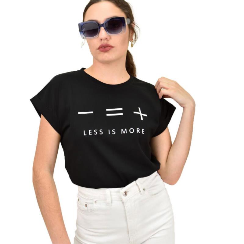 Γυναικείο T-shirt με στάμπα Μαύρο 15301