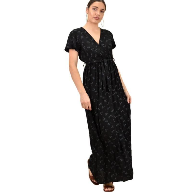 Γυναικείο φόρεμα φλοράλ κρουαζέ Μαύρο 16031