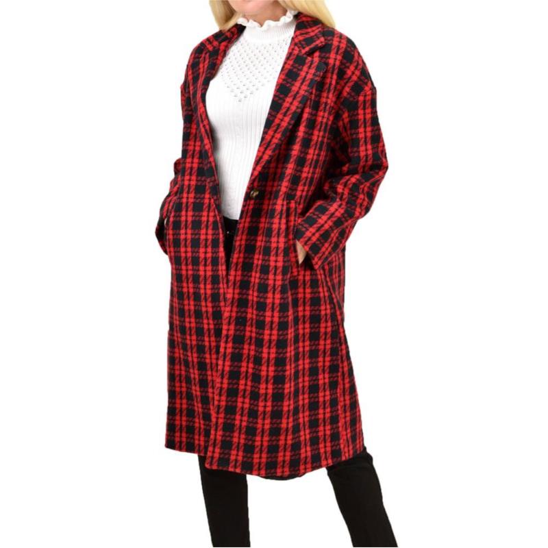 Γυναικείο παλτό καρό Κόκκινο 13464