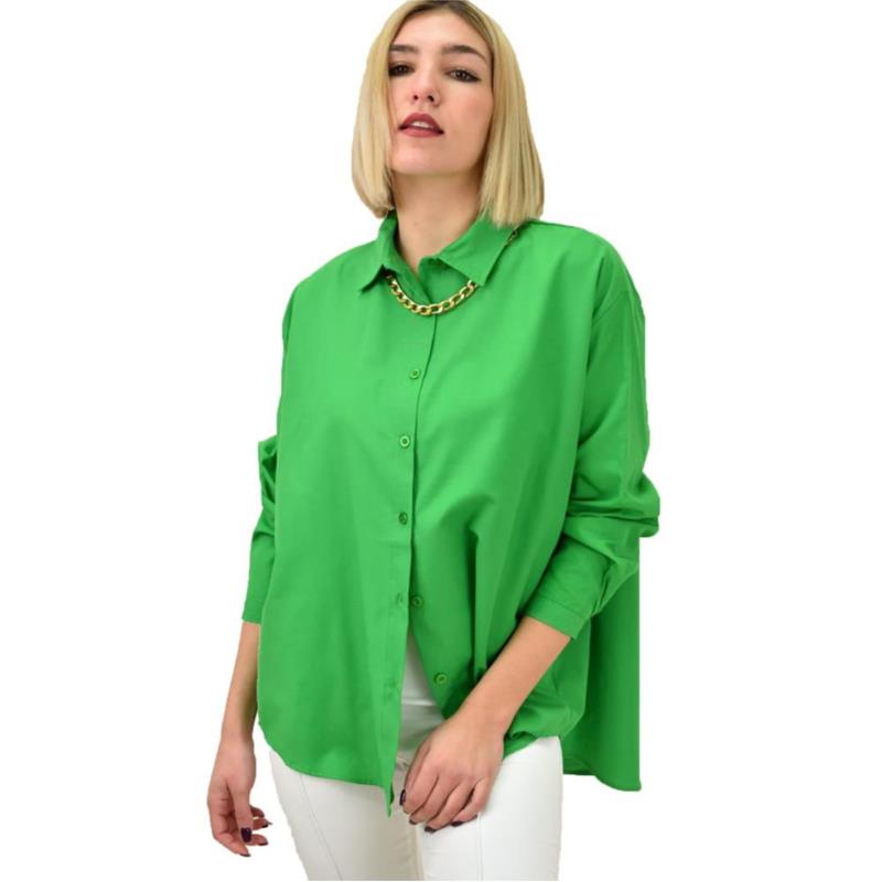 Γυναικείο πουκάμισο με αποσπώμενο κολιέ Πράσινο 18806
