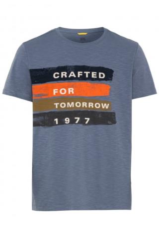 ΑΝΔΡΙΚΟ JERSEY T-SHIRT ΚΟΝΤΟΜΑΝΙΚΟ ΜΕ ΣΤΑΜΠΑ ΜΠΛΕ ΑΝΟΙΧΤΟ ΚΑΝΟΝΙΚΗ ΓΡΑΜΜΗ