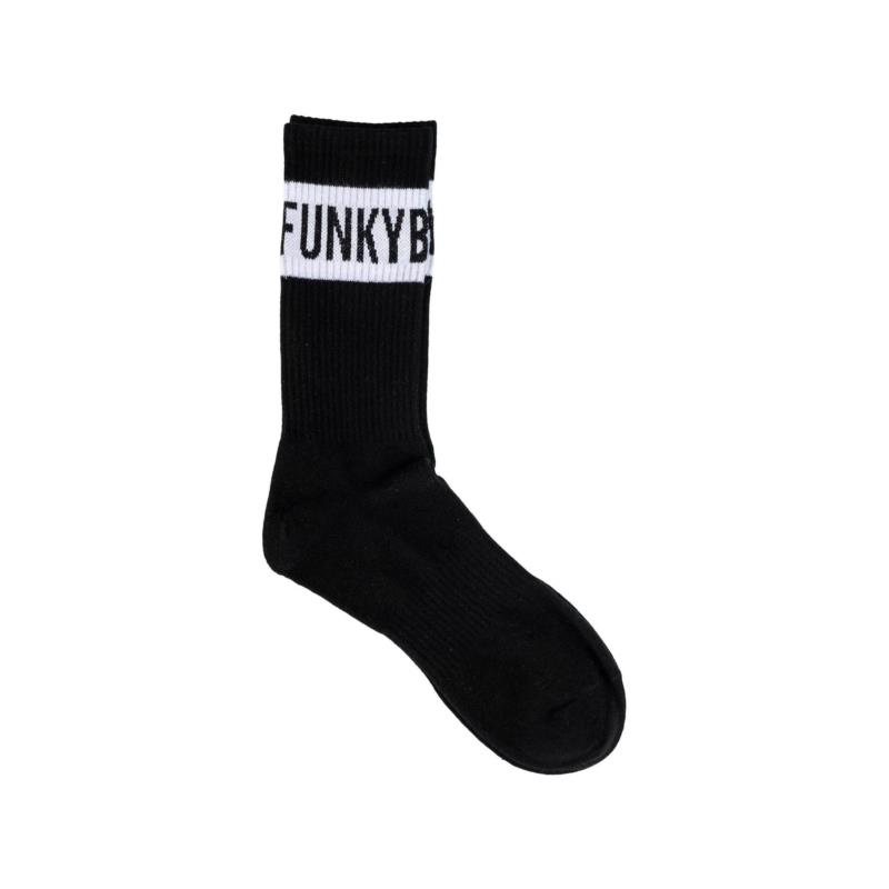 Funky Buddha ανδρικές κάλτσες με rib υφή και squared contrast logo print - FBM007-090-10 Μαύρο