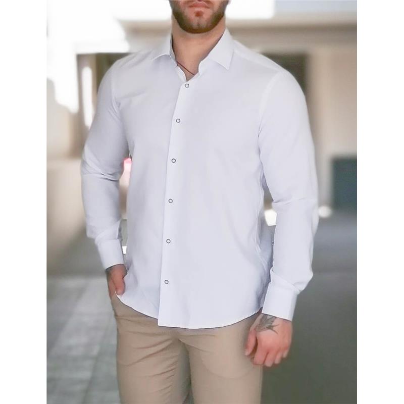 Ανδρικό λευκό πουκάμισο με διχρωμία Modern Fit 301510