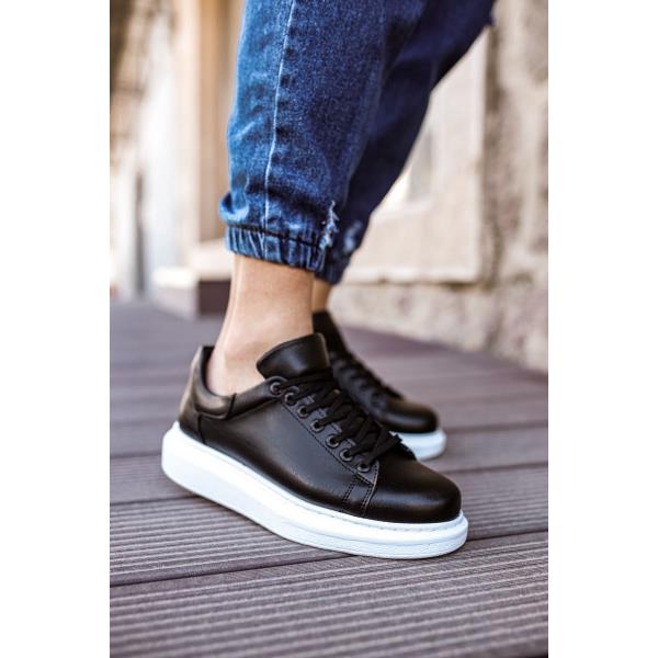 Ανδρικά ασπρόμαυρα δίσολα Sneakers λαστιχένια σόλα CH25700