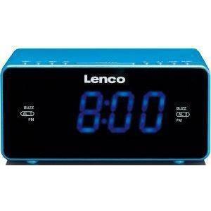 LENCO CR-520 STEREO CLOCK RADIO WITH 1.2'' BLUE DISPLAY AND USB CHARGER BLUE