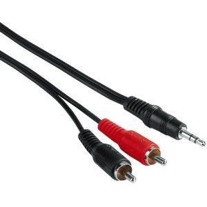 AUDIO CONNECTING CABLE 2 RCA MALE PLUGS - 3.5 MM MALE PLUG STEREO, 5 M