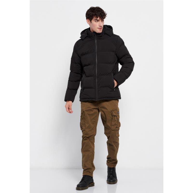 Ανδρικό puffer jacket με κουκούλα