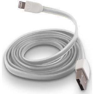 FOREVER USB CABLE FOR APPLE IPHONE 5/6 WHITE SILICONE FLAT BOX
