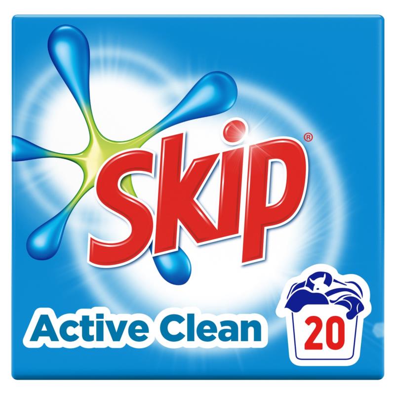 Σκόνη Πλυντηρίου Active Clean Skip (2x20μεζ) 1+1 Δώρο