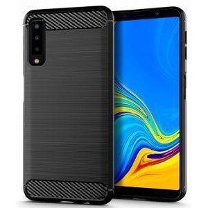 FORCELL SILICONE CARBON BACK COVER CASE FOR SAMSUNG GALAXY A7 2018 (A750) BLACK